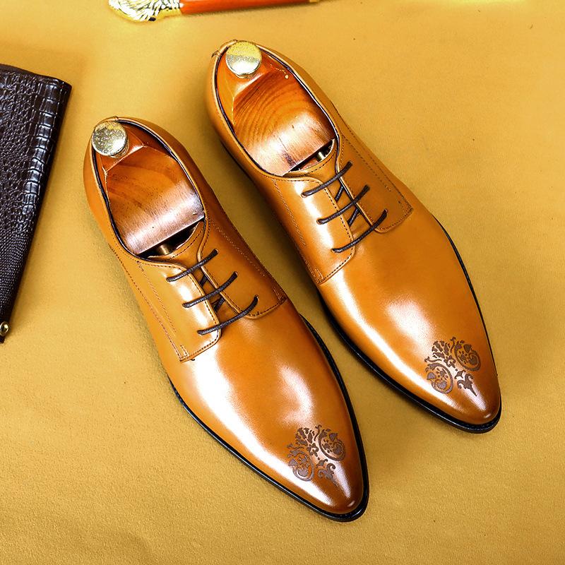 British Style First Layer Cowhide Leather Business Dress Shoes for Men Breathable Casual Work Formal Leather Footwear