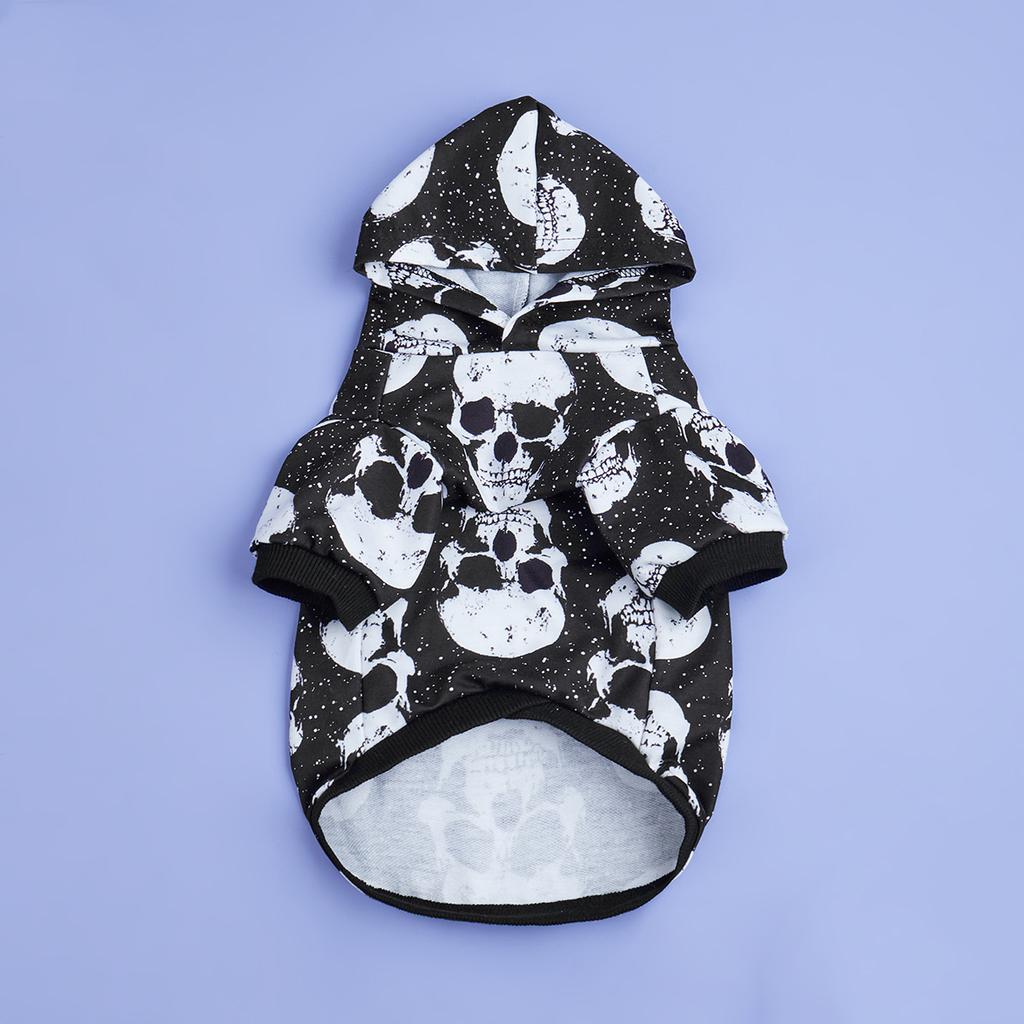 Dog Hoodie Halloween Shirts Clothes Dog Doggy Spooky Skull Pattern Dog Clothes Dog Sweatshirts Apparel Pet Turtleneck Puppy for