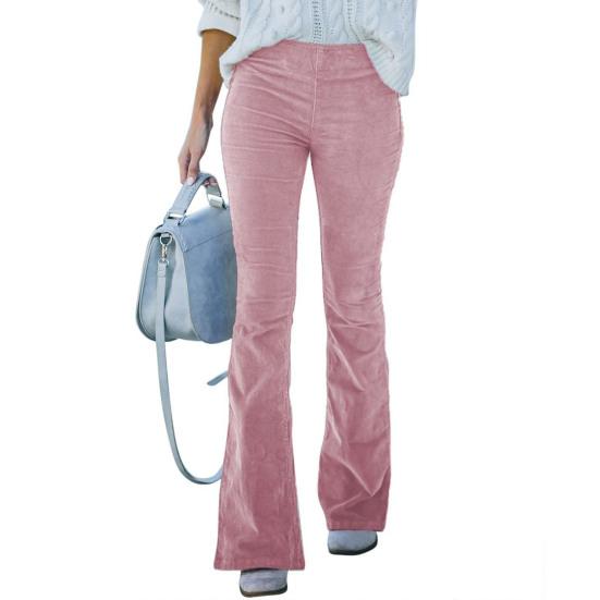 Эластичный пояс, высокая талия, сплошной цвет, карманы, расклешенные брюки, осень-зима, широкие вельветовые брюки-клеш, уличная одежда