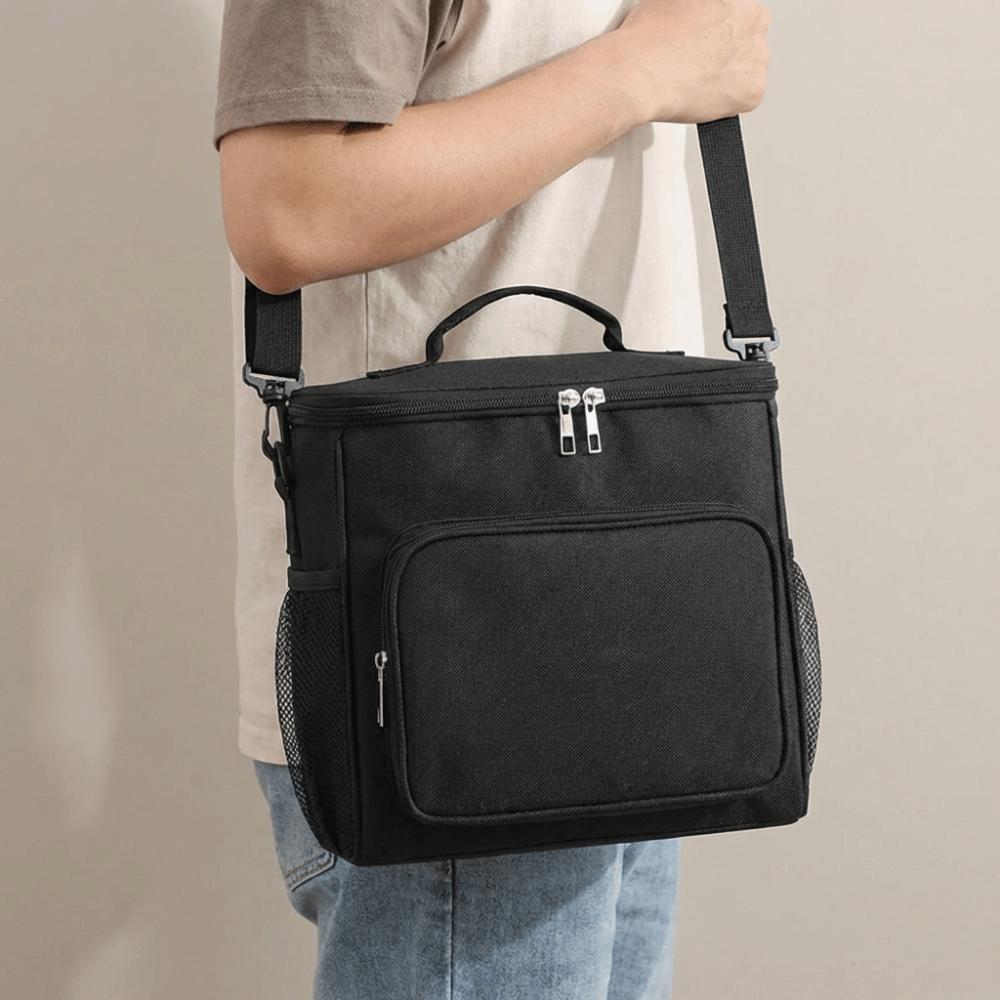 Solid Color Insulated Lunch Bag Large Capacity Food Warm Thermal Bag Tote Square Bag Travel