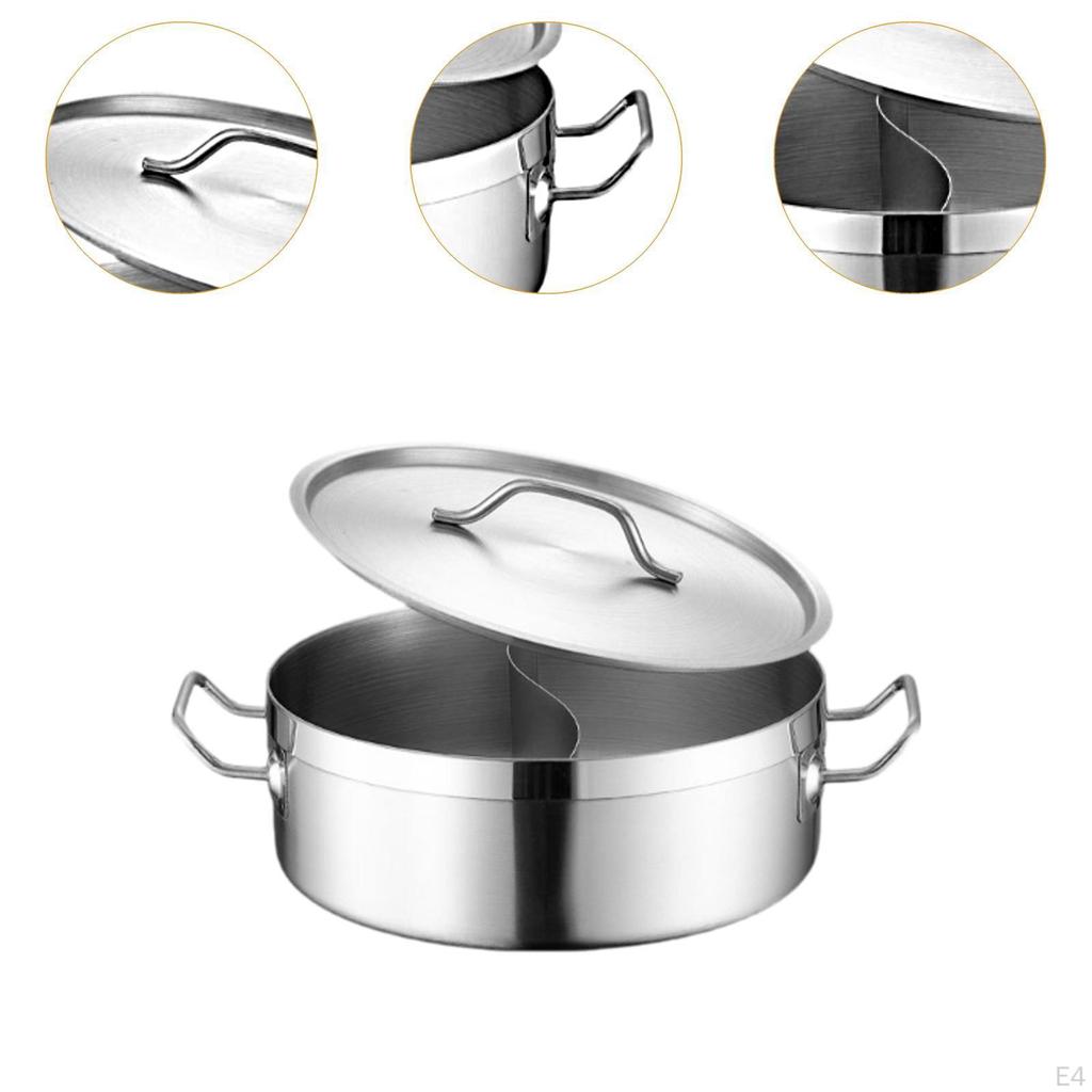 Кастрюля с разделителем Китайская крышка 2-сторонняя кастрюля для супа Толстая кухонная посуда Приготовление пищи