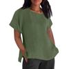 Women's Fashion Short Sleeve Round Neck Solid Colour Loose Casual Shirt Cotton Blouse