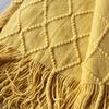 100% Acryli for Couch Bed Solid Color Knit with Tassels Home Textile Throw Home Supplies Blanket