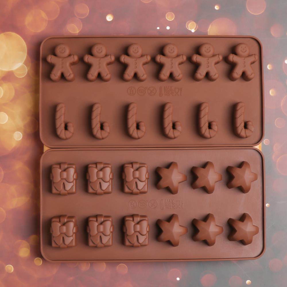 Decorating Giftbox Star Bell Christmas Candy Mould Baking Trays Xmas Chocolate Mold Gingerbread Man