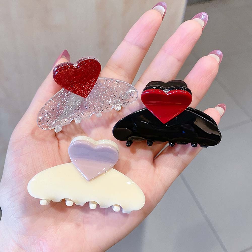 Simple Wild Medium Love Fashion Girls Hairpin Barrette Hair Claw Acrylic