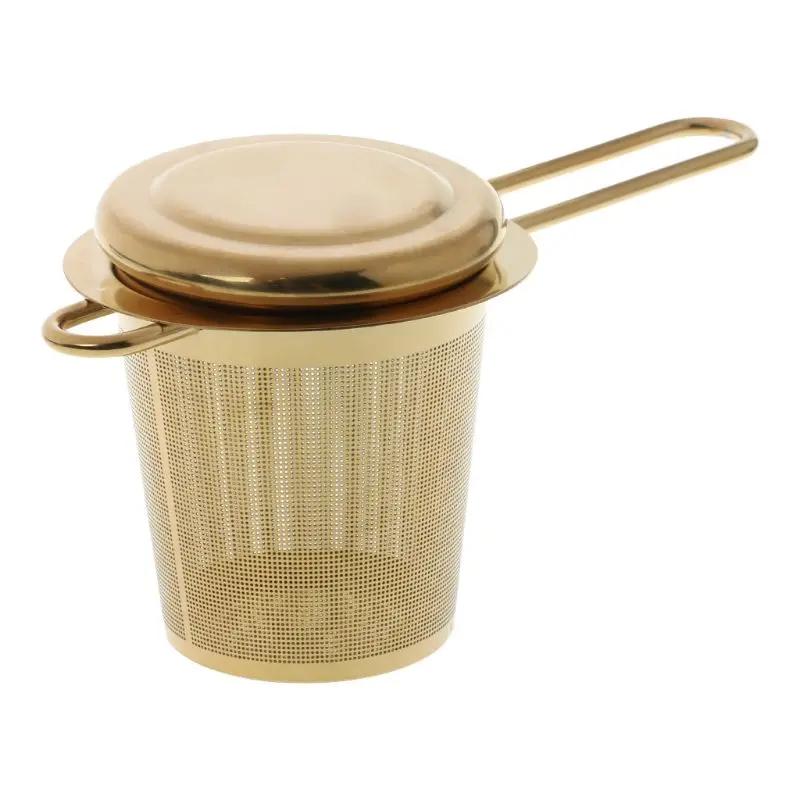 Reusable Mesh Tea Infuser Stainless Steel Strainer Loose Leaf Teapot Spice Filter With Lid Cups Kitchen Accessories