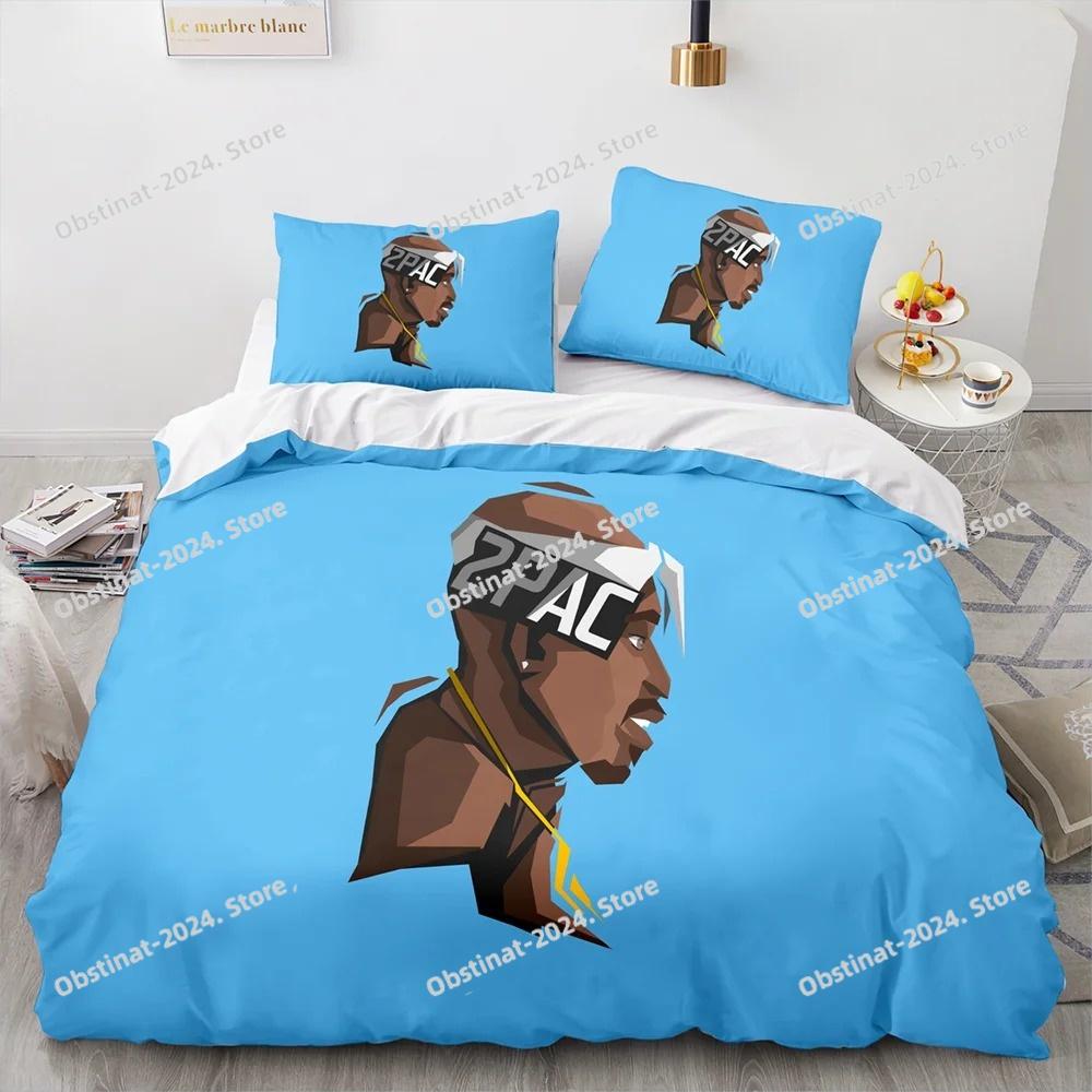 Постельное белье 2Pac Односпальный Полуторный Двуспальный Кингсайз Тупак Амару Шакур Постельный комплект Взрослый Детский Спальня Комплекты пододеяльников 3D-принт 043