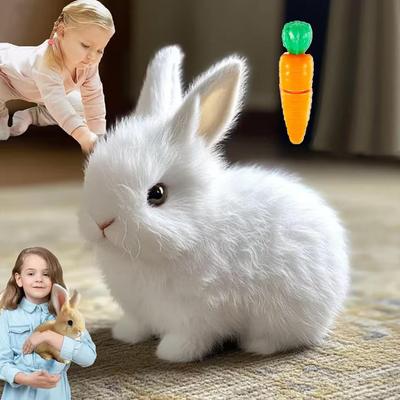 Кролик - Игрушка пасхальный кролик, интерактивный кролик Реалистичный кролик - Прыгающий, дергающийся и трясущийся ушами, Реалистичный кролик (белый)