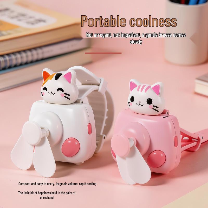 Cartoon Cat & Dog Kids Portable Rechargeable Fan: Cute, Creative Summer Gift