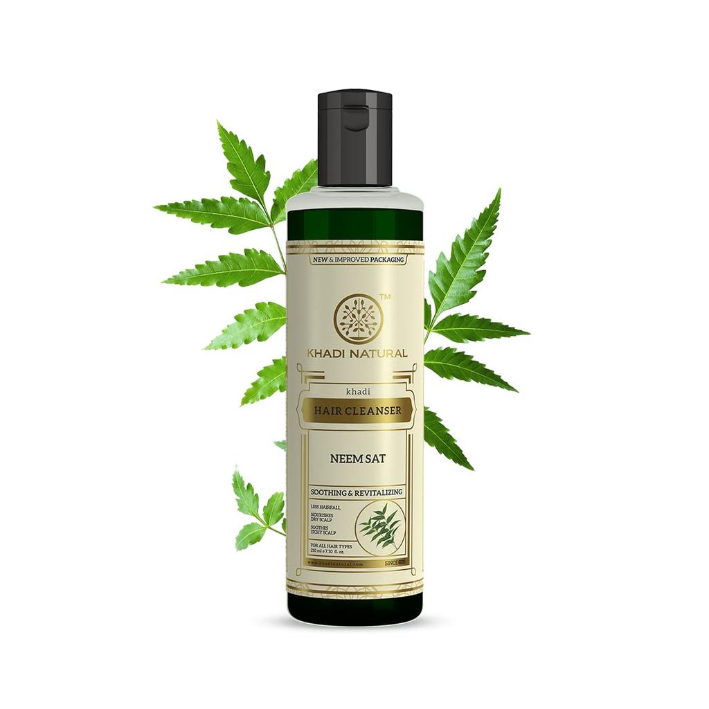 Khadi Natural Neem Sat Shampoo 210ml Pack of 1 for Thick, Strong, Nourished Hair, Sulphate & Paraben Free