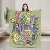Korn Nu Metal Doll Knitted Fashion Blanket Coral Fleece Graffiti Music Korn Art Lightweight Thin Throw Fashion Blankets Bedspreads Portable