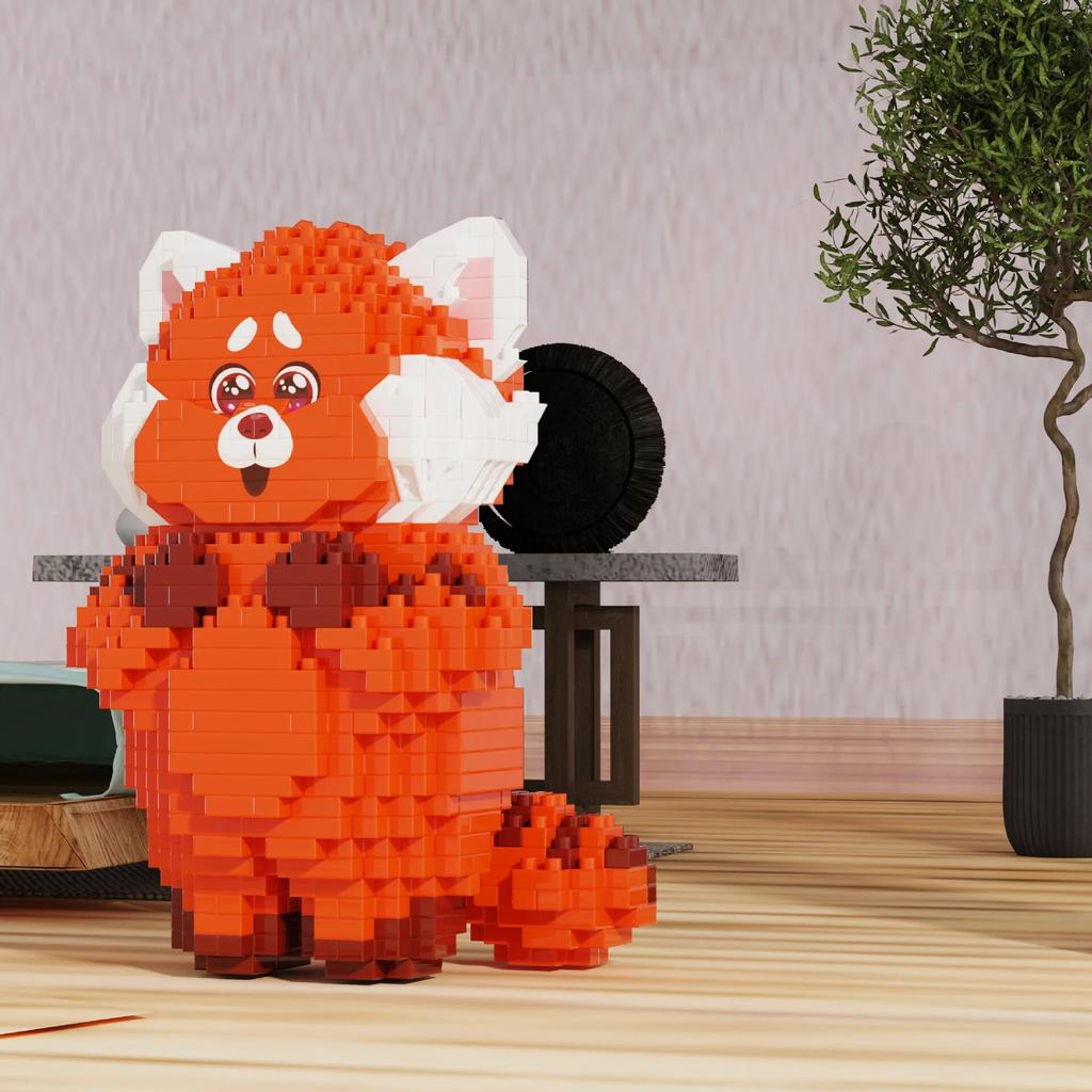 Turning Red Micro Building Blocks DIY Mei Lesser Panda Model Diamond Brick Figures Kid Toys For Christmas Gift