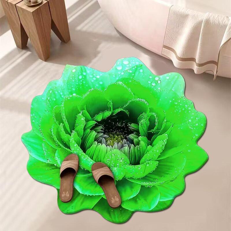 3D Цветочный Ковер Ванная Комната Впитывающий Бытовой Противоскользящий Грязеотталкивающий Легкий в Уходе Коврик для Ног
