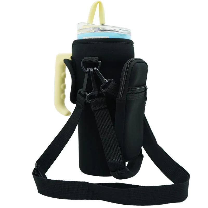 Неопреновая сумка-переноска для бутылки с водой на 40 унций для рукава Stanley Quencher Cup с регулируемым плечевым ремнем, сумка-держатель для бутылки с водой