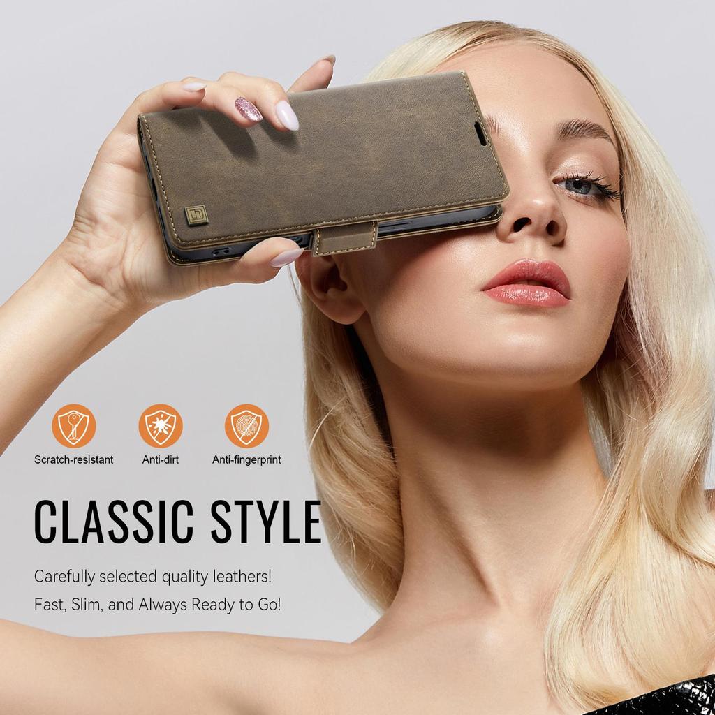 Роскошный Ретро Чехол-кошелек для телефона из коровьей кожи с подставкой-книжкой для iPhone 17 16 15 Pro Max Samsung S25 S24 Ultra Redmi Note 14 13 с магнитным слотом для карт и откидной крышкой