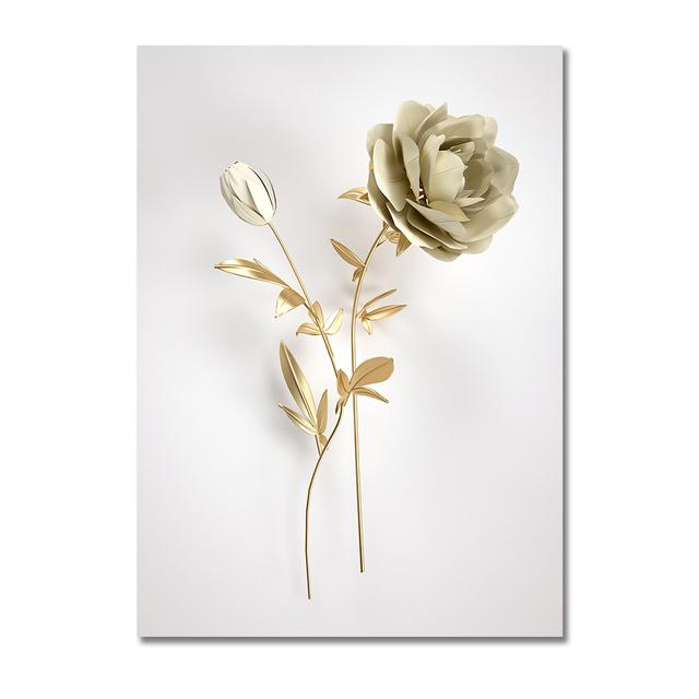 Modern 3D Visual Wall Art Canvas Painting Nordic Golden Flower Posters And Prints Pictures for Living Room Corridor Home Decor