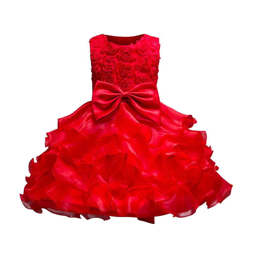 Детское платье Платье принцессы с бантом Однотонное платье для торта с блестками