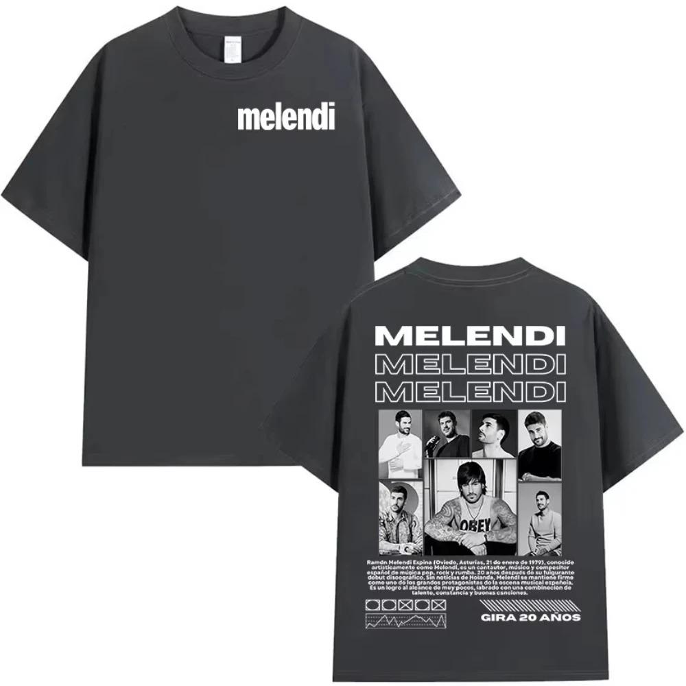 Rapper Melendi Tour 2026 New Album Merch Tee Shirt Unisex Clothing Hip Hop Oversized T-shirts Vintage High Quality Cotton T-shirt