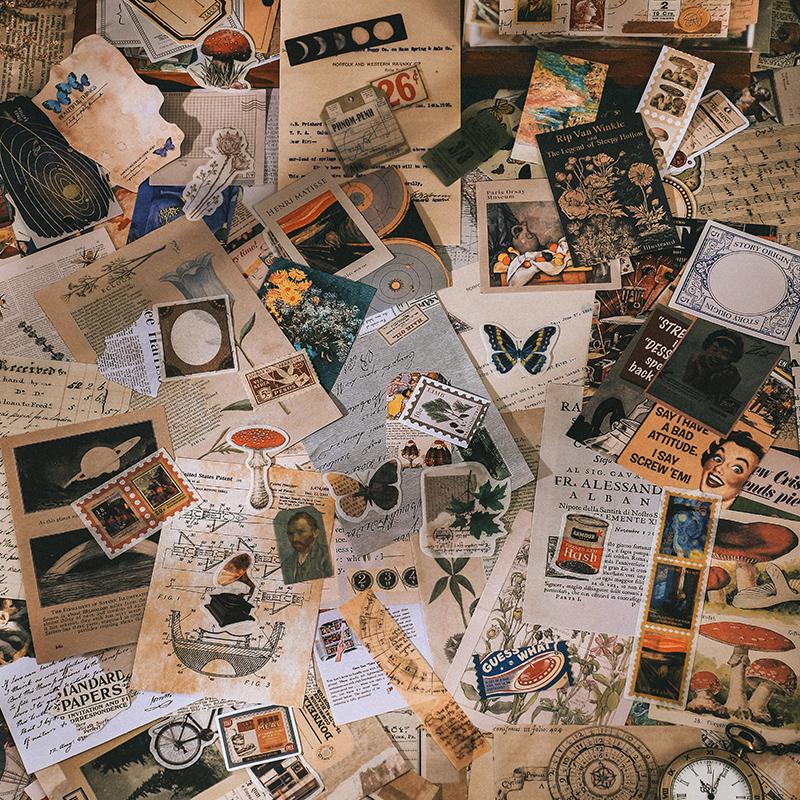 200 шт. Винтажный блокнот с клипсой и клеем для заметок, скрапбукинга, дневника, альбома, материал для этикеток, декоративные канцелярские товары, крафтовая фоновая бумага