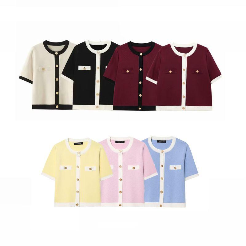 Kaslead New Arrival Women's Clothing Fashion Style Fashion All-Match Casual Short Sleeve Knitting Outwear 1822006