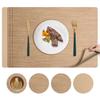 Imitation hemp woven pattern placemat, heat insulation pad, wabi sand wind dining table mat, household easy-to-clean desktop protective pad, practical