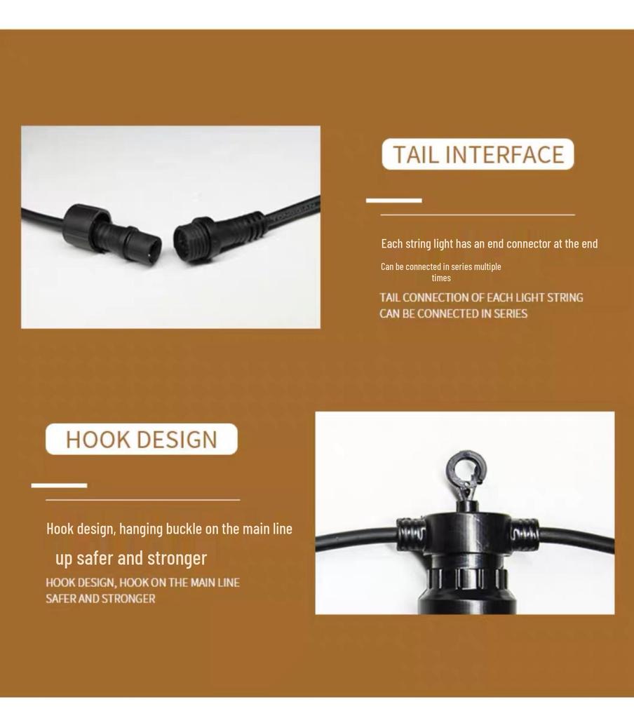 Водонепроницаемая светодиодная гирлянда с лампами Эдисона и пультом дистанционного управления - Декоративная нить с лампами-глобусами для патио, палатки, кемпинга и праздников