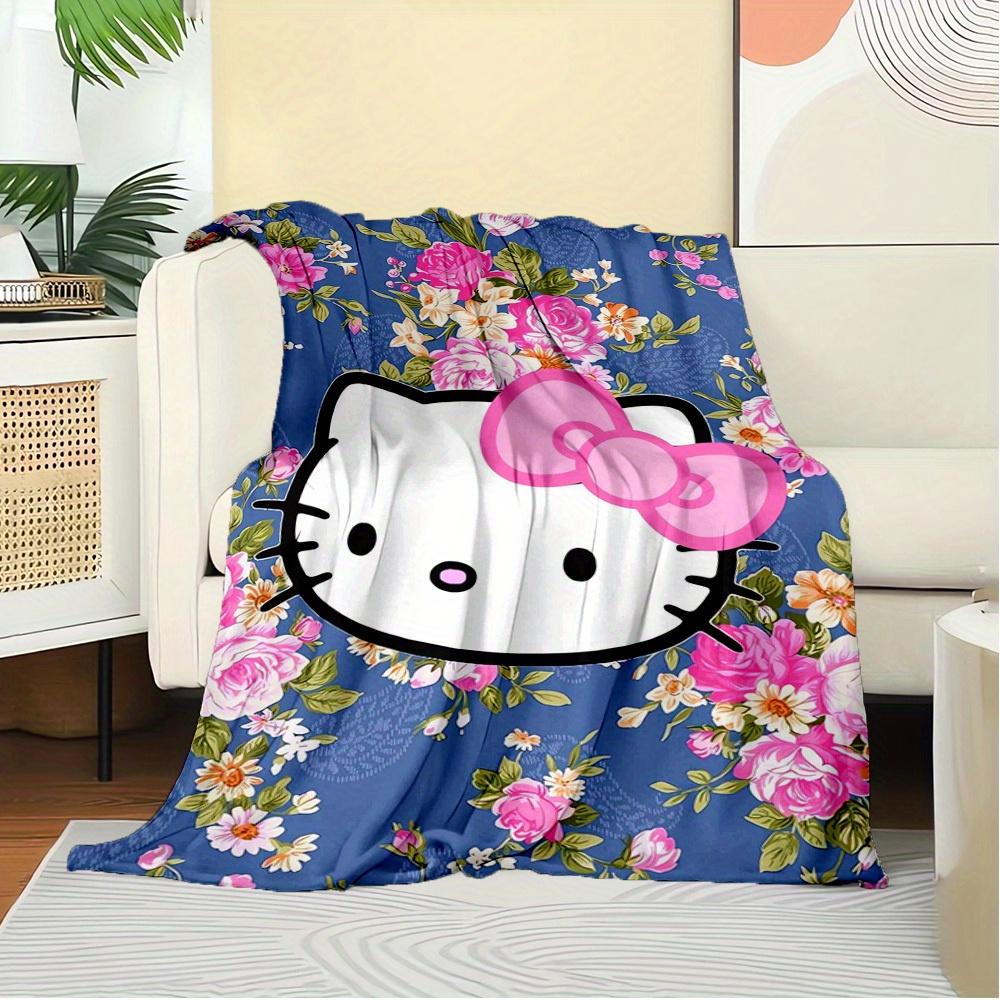 1pc Hello Kitty floral pattern blanket - seasonal home decor, comfortable and machine washable, suitable for all ages, an ideal gift for any