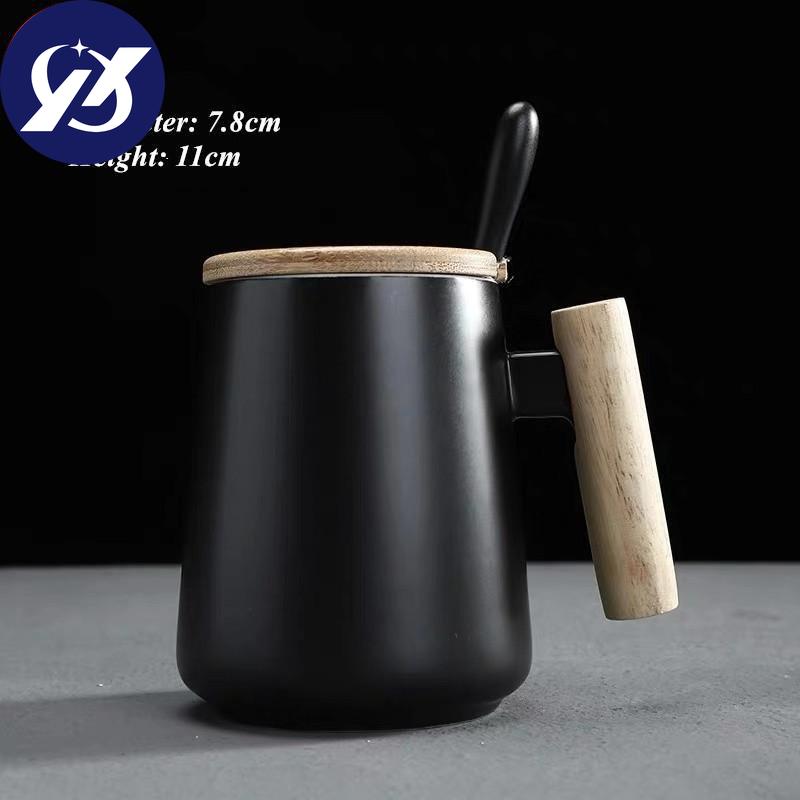 Ceramic Large Capacity Coffee Mug with Wooden Handle Office Water Tea Cup Milk Mug Drinkware