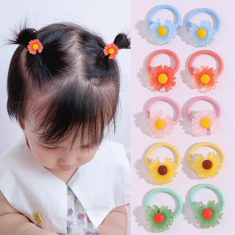 10PCS/Set 2CM Mini Cartoon Baby Girls Hair Ties Children HairBands Ponytail Elastic Rubber Band Newborn Hair Accessories
