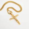Religious INRI Crucifix Jesus Cross Pendant Necklace Gold Color Stainless Steel Neck Chain for Men Christian Catholic Jewelry