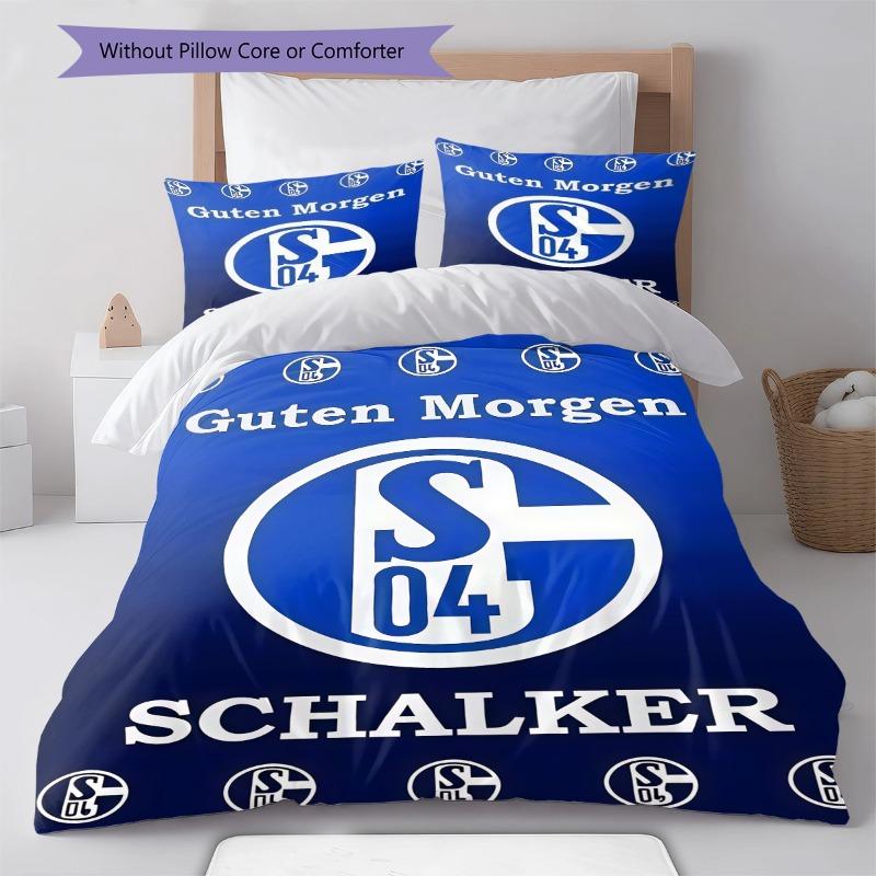 FC Schalke 04 Guten Morgen Schalker 3Pcs Bedding Set, Duvet Cover with 2 Pillowcases, Football Fan Bed Linens, No Comforter No Pillow Core