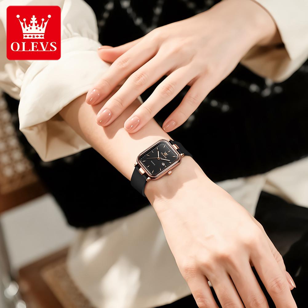 OLEVS Women Watch Fashion Simple Square Quartz Watch Classic Automatic Date Women's Elegant Bracelet Dress Luxury Watch