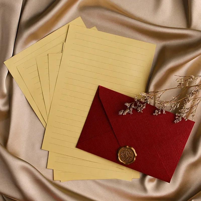 Hemp Envelope Letter Set Vintage Style Love Letter Chinese Style Cowhide Special Paper Invitation Postcard Lacquer Envelope 1PCS
