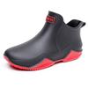Rain shoes female adult fashion outer wear short tube couple rain boots warm flat waterproof kitchen work car wash rubber shoes male