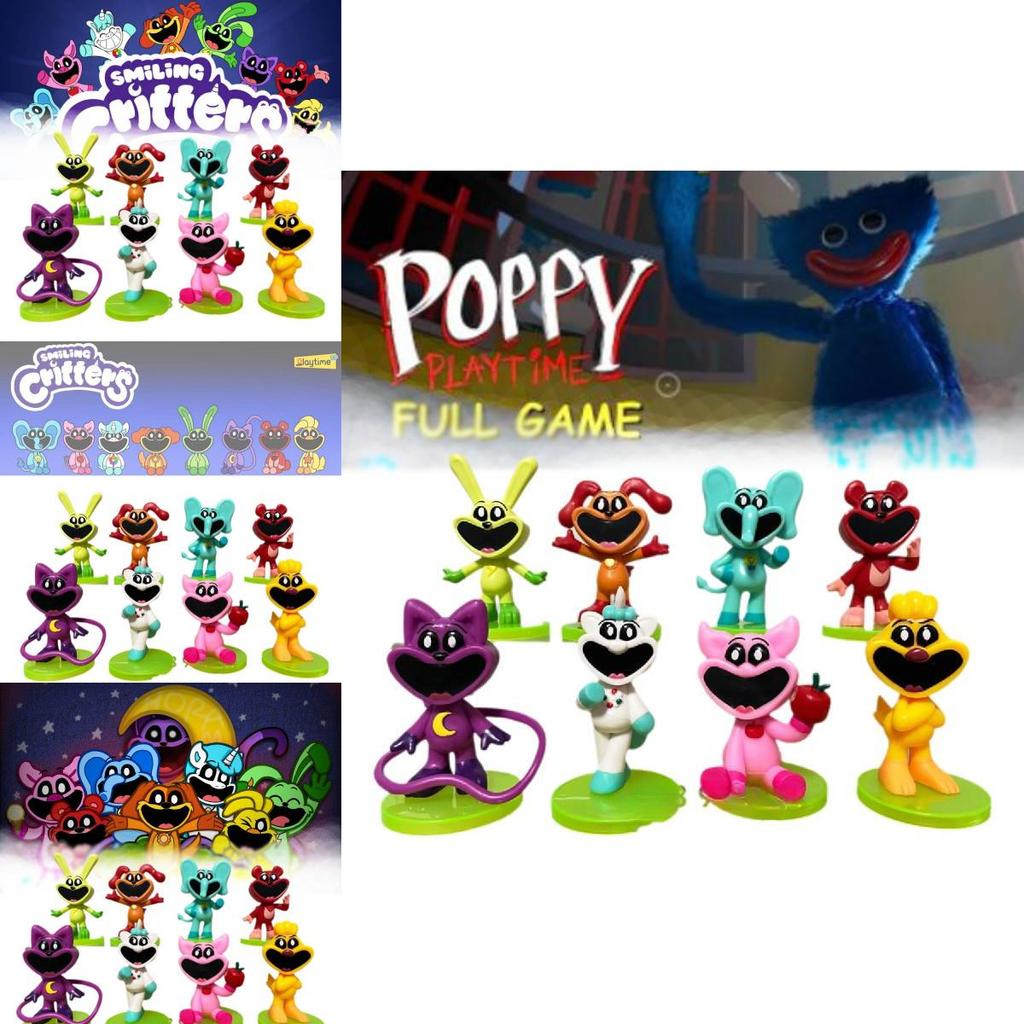 Очаровательные фигурки животных с улыбками 8-9 см, топперы для торта, набор из 8 штук, 3D-модели