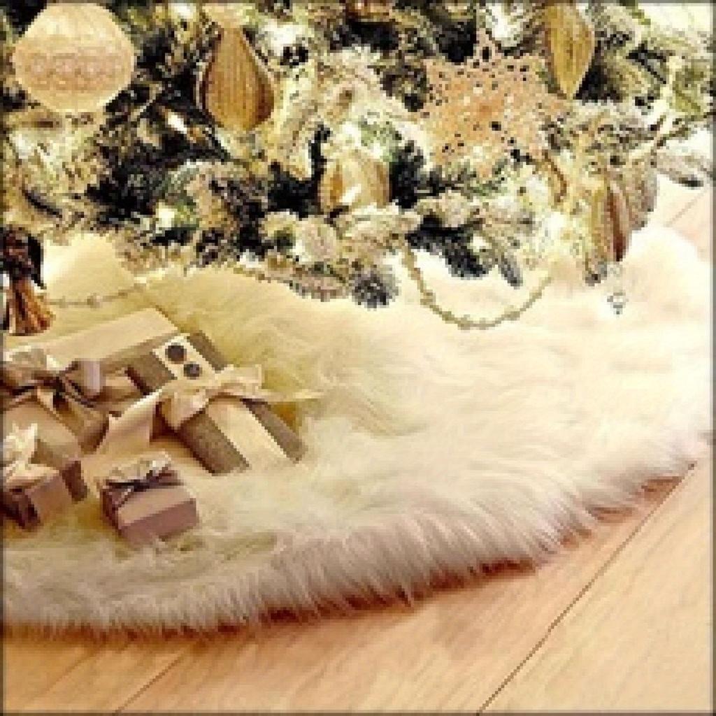 1Pcs Home Outdoor Christmas Decoration White Plush Christmas Tree Skirt