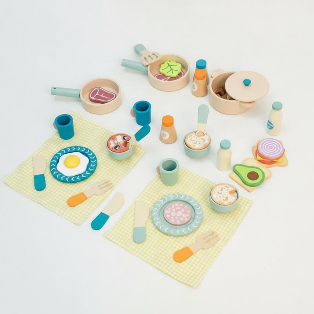 Wooden Tea Set Screenunplugged Party Playset Pretend Play Kitchen