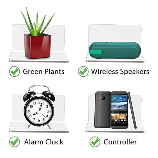 4 шт. L-образная акриловая плавающая полка, настенная стойка, прочная, несущая нагрузку, гладкий край, легко устанавливается, прозрачная