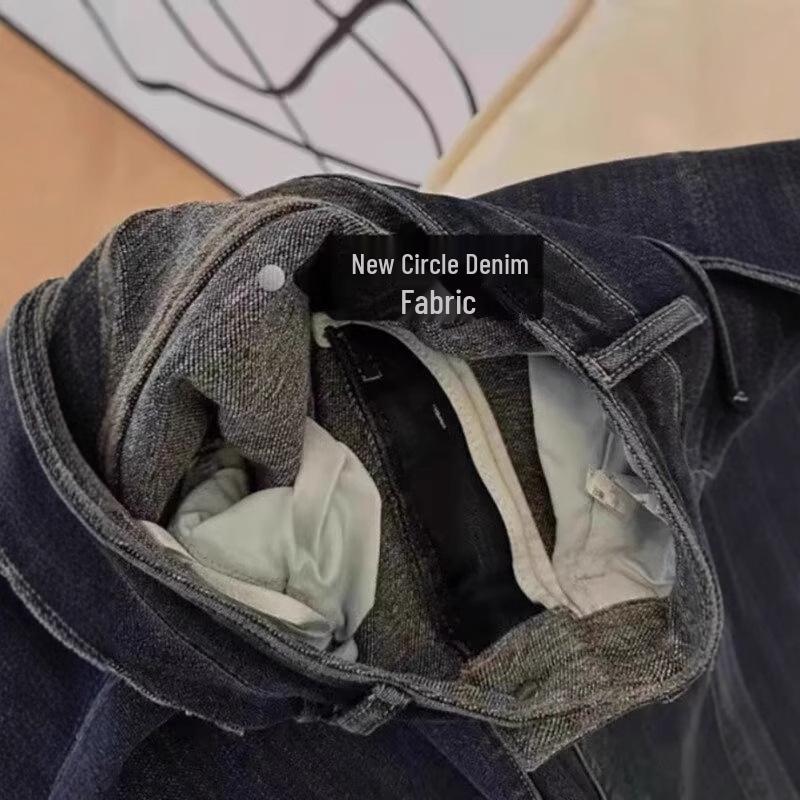 Женские джинсы на осень 2024 года с высокой посадкой, больших размеров, стройнящие, прямого кроя