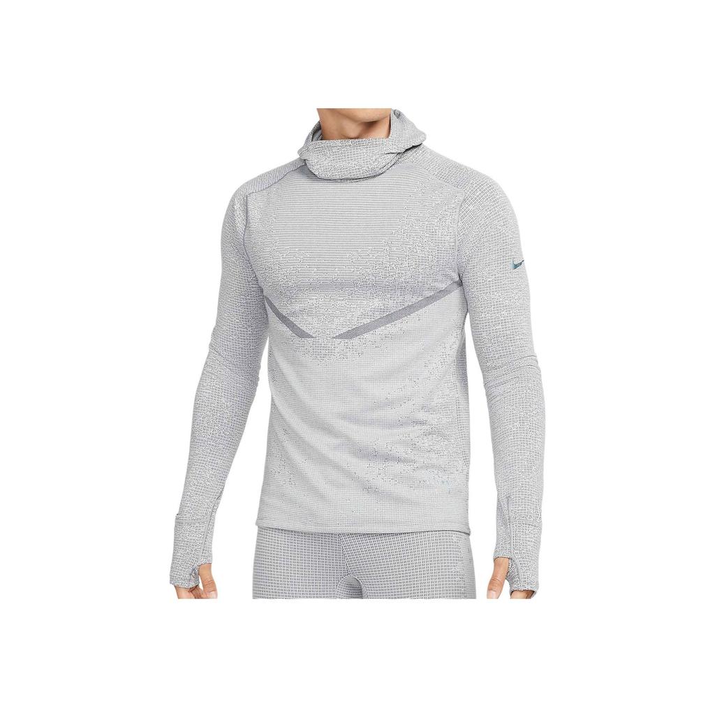 Nike Therma-Fit Adv Division Logo Print Однотонная футболка с капюшоном и длинными рукавами Мужские топы Темно-дымчато-серый DD6111-010