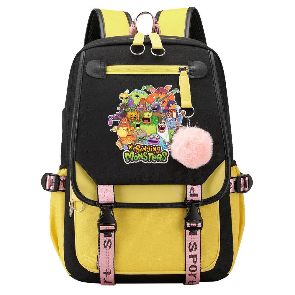 Игровой рюкзак Monster Concert с принтом, USB, для подростков, студентов, школьный, мужской и женский, повседневный, с лямками, откидной