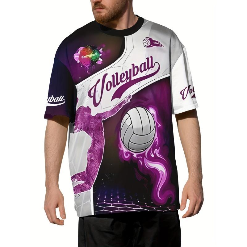 Волейбольные майки Футболки для мужчин и женщин Футболки с 3D-принтом Bounce The Ball Свободные топы с круглым вырезом Спортивная форма Футболки с короткими рукавами