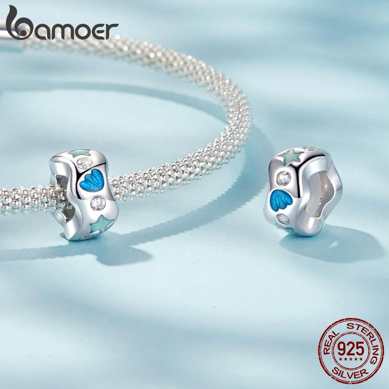 BAMOER 925 Стерлинговое Серебро Океанский Мир&Стоппер Шарм Звезда Сердце Снежинка Подвеска подходит для Оригинального Браслета DIY Шарм