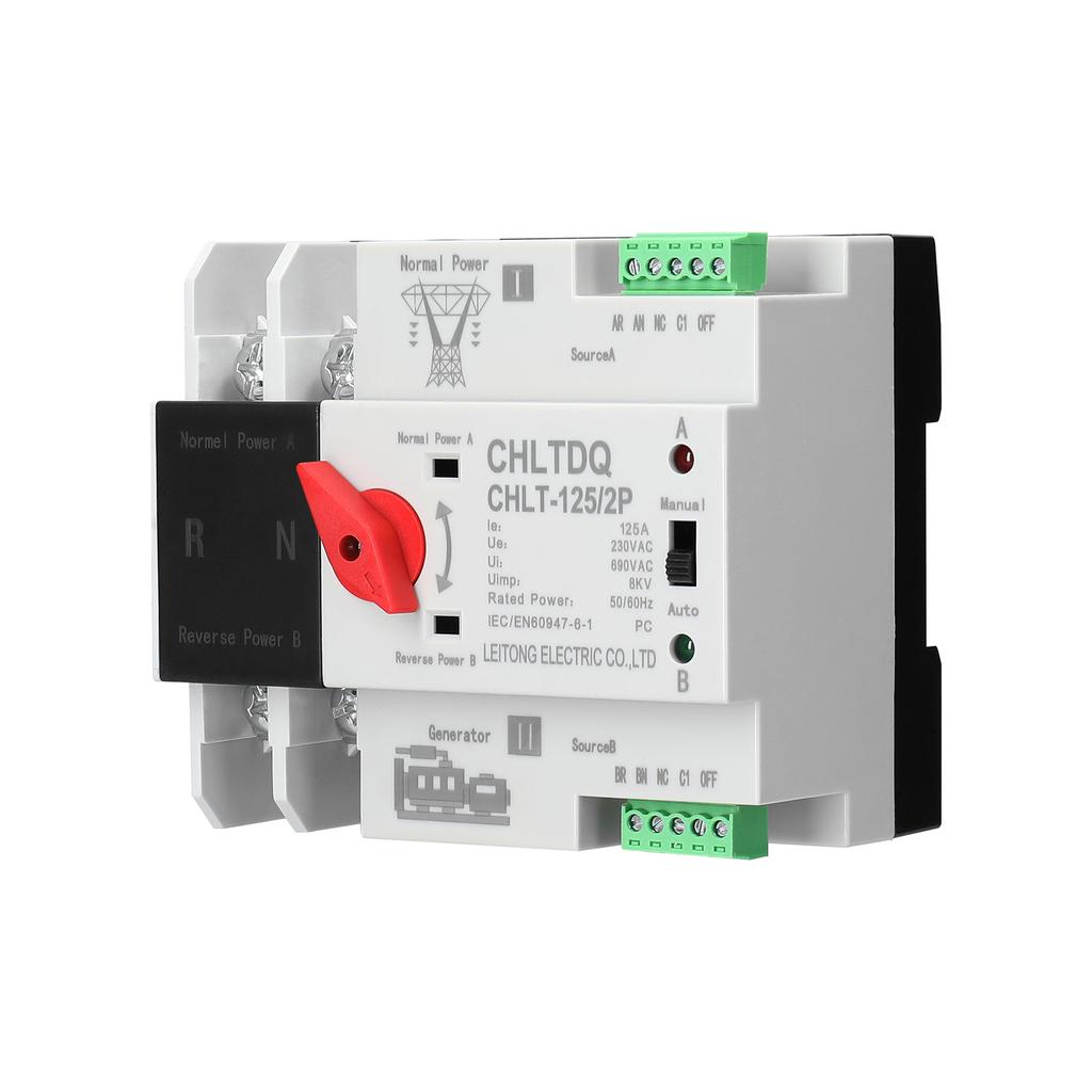 Компактный автоматический резервный переключатель Электрические селекторные переключатели Двойной выключатель питания Рельс солнечной энергии