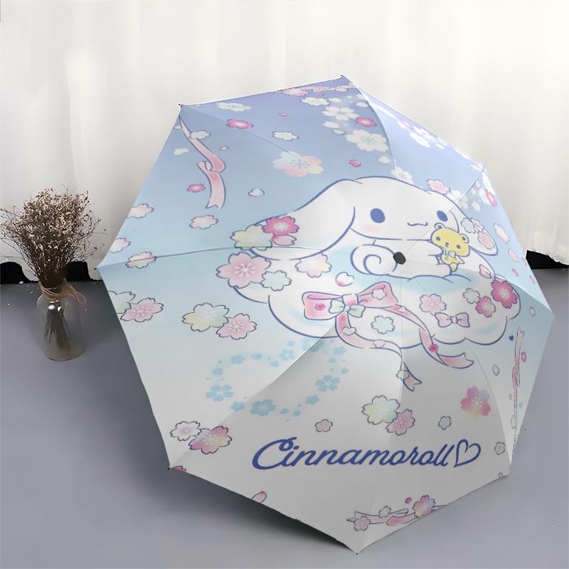 Clouds Cinnamoroll Cartoon Umbrella, Portable 3-Fold Compact Umbrella, Suitable for Camping, Hiking and Travel, Ideal Easter Birthday Gift for Family
