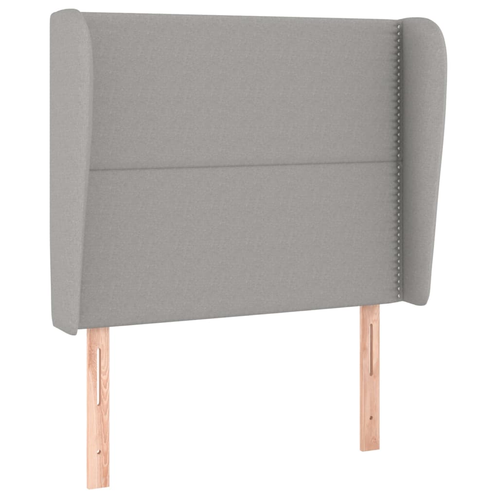 Headboard with Ears Light Grey 93 x 23 x 118 128 cm Fabric