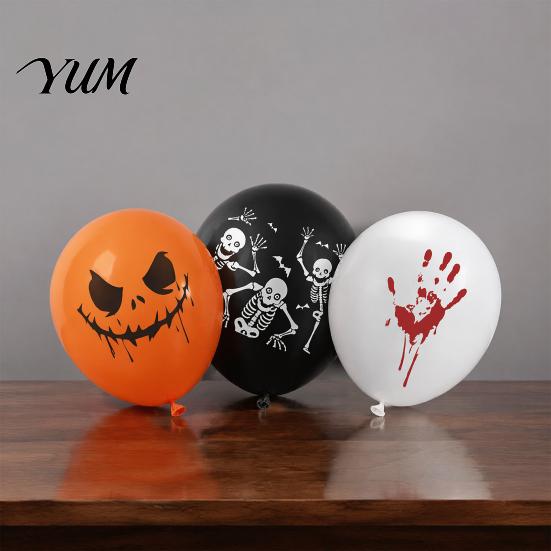 Ghost And Pumpkin Balloons 12PCS Halloween Decoration Balloons, with Skeleton Bat Patterns, Indoor Outdoor Party Ornaments Latex Spooky for