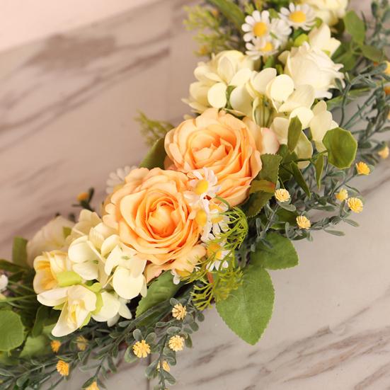 Декоративный Искусственный Цветок Яркий Эстетичный Венок на Дверь Искусственный Шелк Гирлянда из Роз Дом