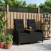 Liege Bank with Table Black 126 x 65 x 112 cm Poly Rattan