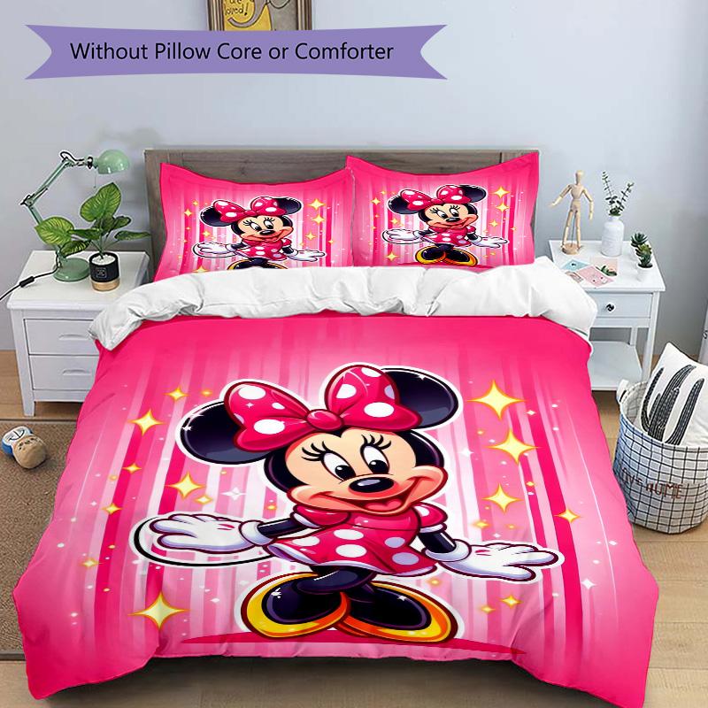 Minnie Mouse Sparkle Pose Print 3Pcs Bedding Setduvet Cover With 2 Bedropillowcase Home Birthday Gift